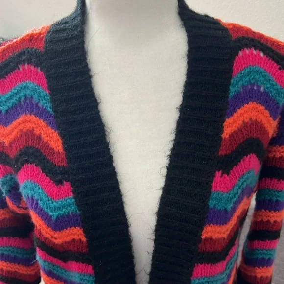 EUC Multicolor Stripe Open Front Midi Sweater - Small - Picture 2 of 8